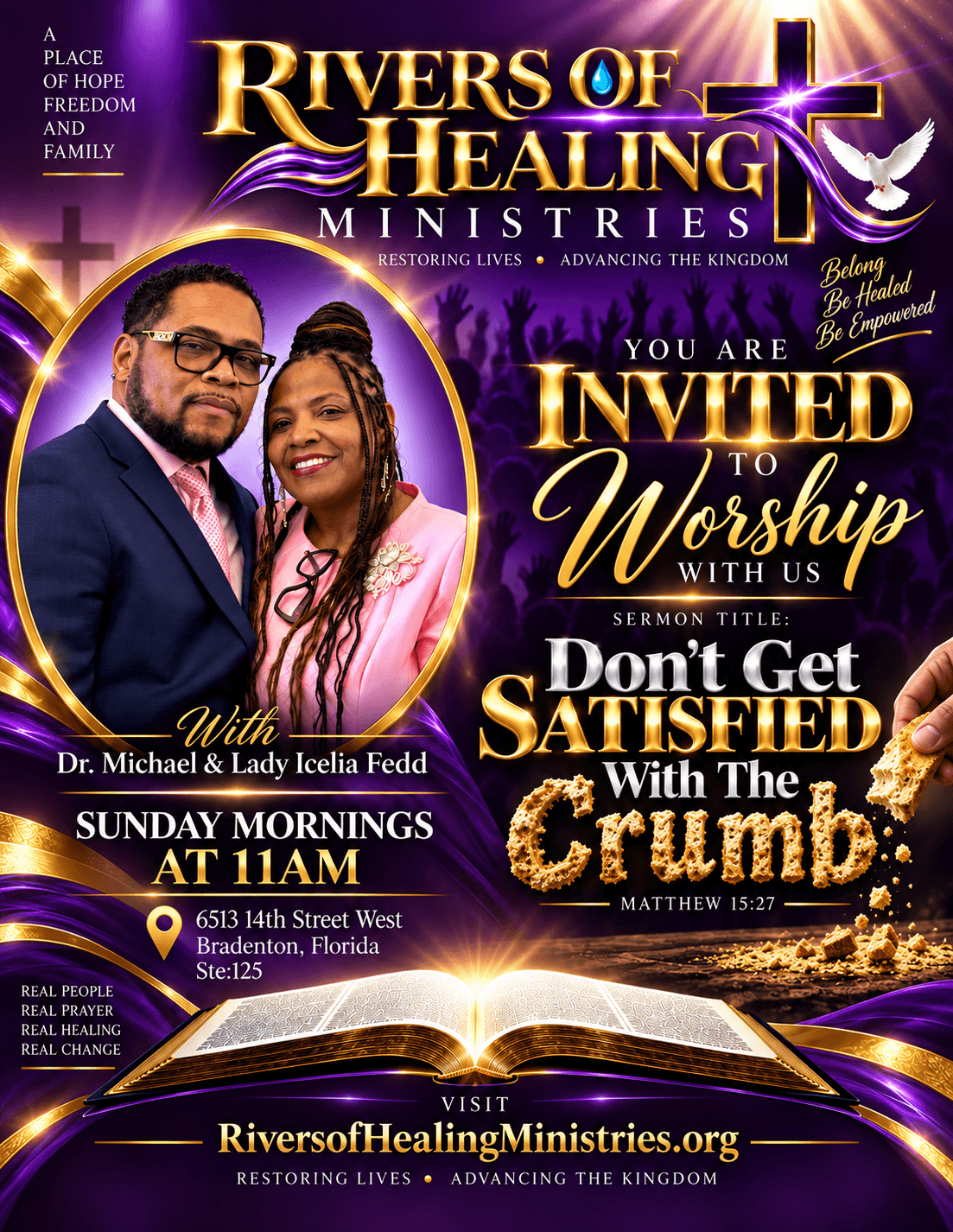 This week's worship flyer from Rivers of Healing Ministries
